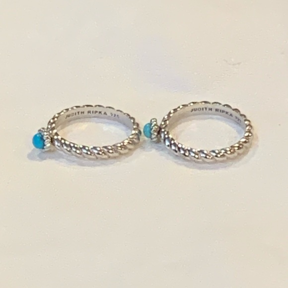 Judith Ripka Sterling Turquoise Stacking Rings - Picture 3 of 4